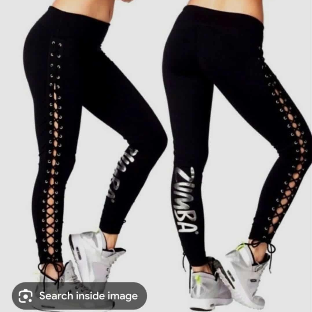 Zumba Fitness Black Lace-Up Side Leggings